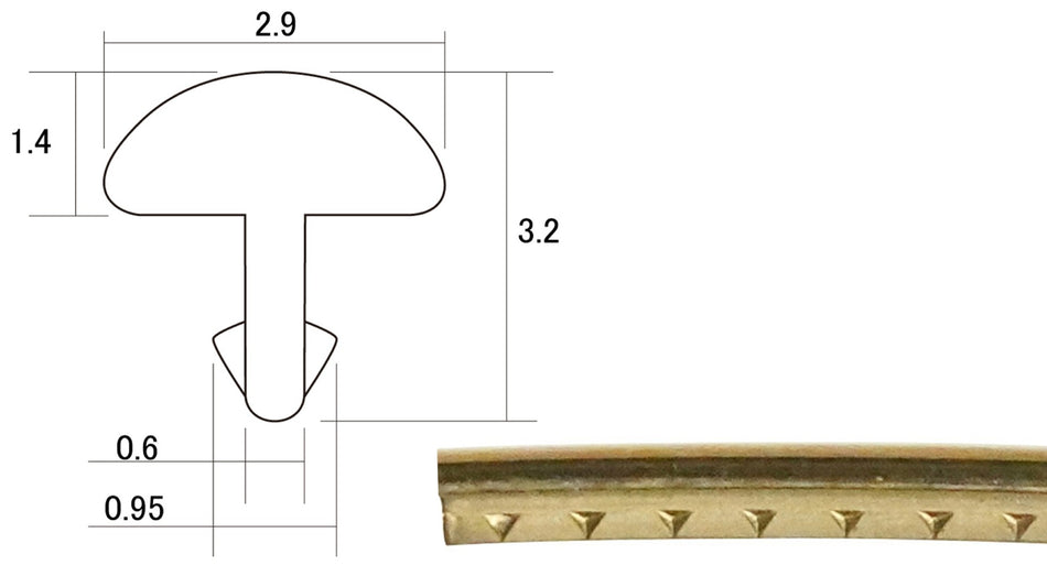 Fretwire, Jumbo Gold Phosphor Bronze (1.4x2.9mm, 0.6 tang), pre-cut 24 pack