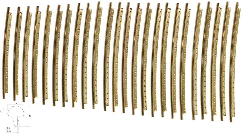 Fretwire, Medium Gold Phosphor Bronze (1.2x2.4mm, 0.6 tang), pre-cut 24 pack