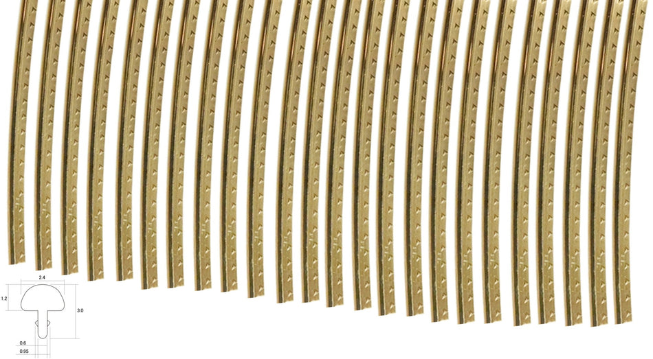 Fretwire, Medium Gold Phosphor Bronze (1.2x2.4mm, 0.6 tang), pre-cut 24 pack