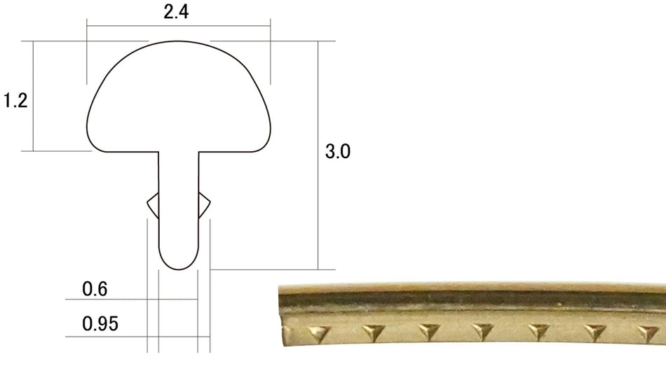 Fretwire, Medium Gold Phosphor Bronze (1.2x2.4mm, 0.6 tang), pre-cut 24 pack