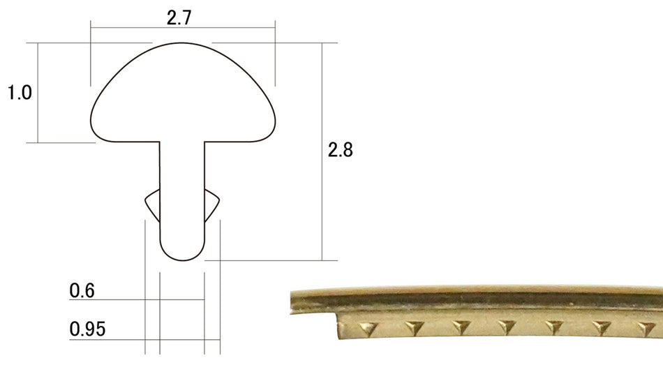 Fretwire, Medium Gold Phosphor Bronze (1.0x2.7mm, 0.6 tang), pre-cut 24 pack