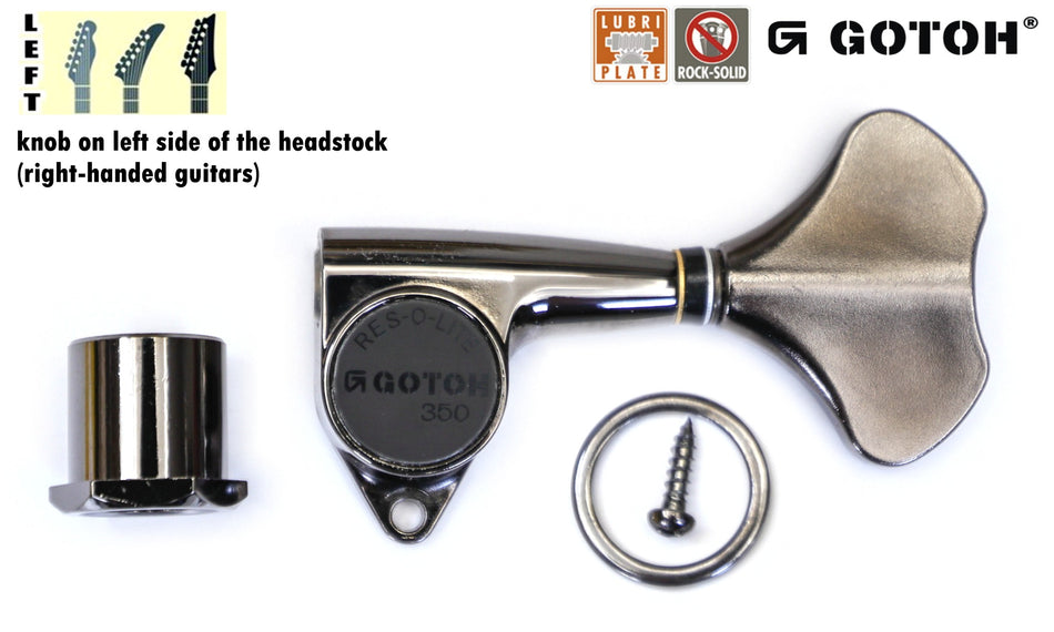 Gotoh GB350(CK) Res-o-Lite Compact Bass Tuner, 1 Left (Cosmo Black)