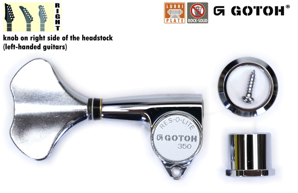 Gotoh GB350(C) Res-o-Lite Compact Bass Tuner, 1 Right* for Left-Hand (Chrome)