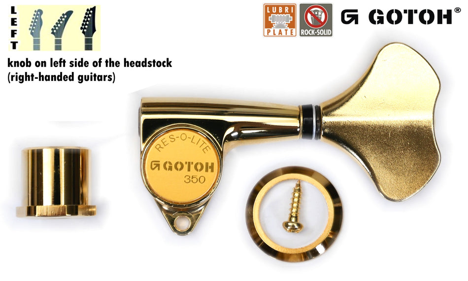 Gotoh GB350(G) Res-o-Lite Compact Bass Tuner, 1 Left (Gold)