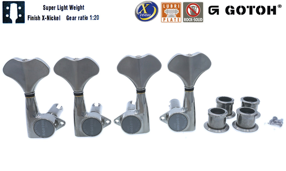 Gotoh GB350(xN) Res-o-Lite Compact Bass Tuners, 2x2 (X-Finish Nickel)