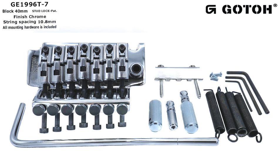 Gotoh GE1996T-7(C) Floyd Rose Locking Tremolo, 40mm Block, 7-string (Chrome)