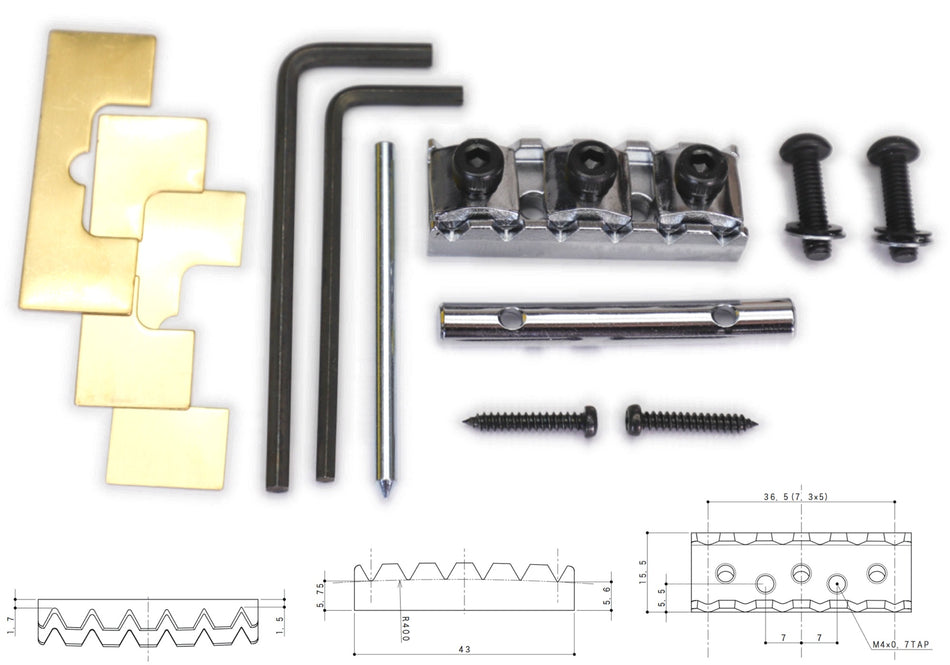Gotoh GHL-1 Through-Neck Locking Guitar Nut, 43mm Bottom-mount (choose finish)