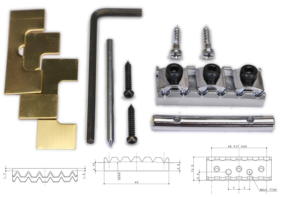 Gotoh GHL-2 Locking Guitar Nut, 43mm Top-mount (choose finish)