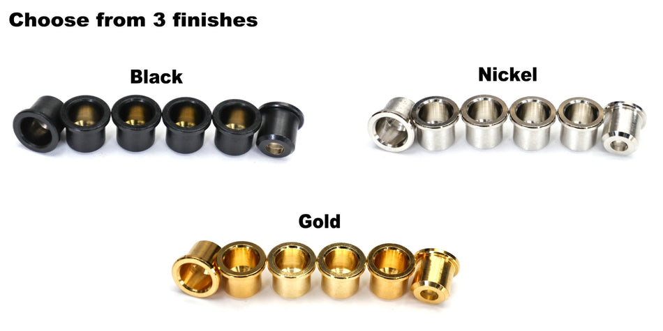 String Ferrules with top lip, 9.5mm diameter, set of 6 (choose finish)