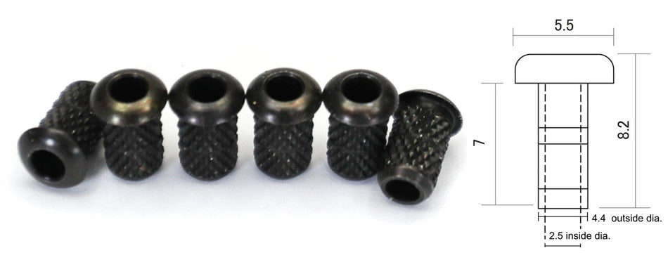 String Ferrules with top lip, 4.4mm diameter, set of 6 (choose finish)