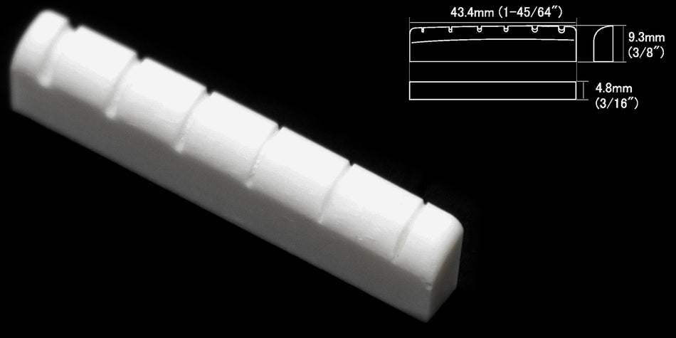 Shaped Nut, Bleached Bone 43.4 * 9.3 * 4.8mm Slotted for Gibson Guitars