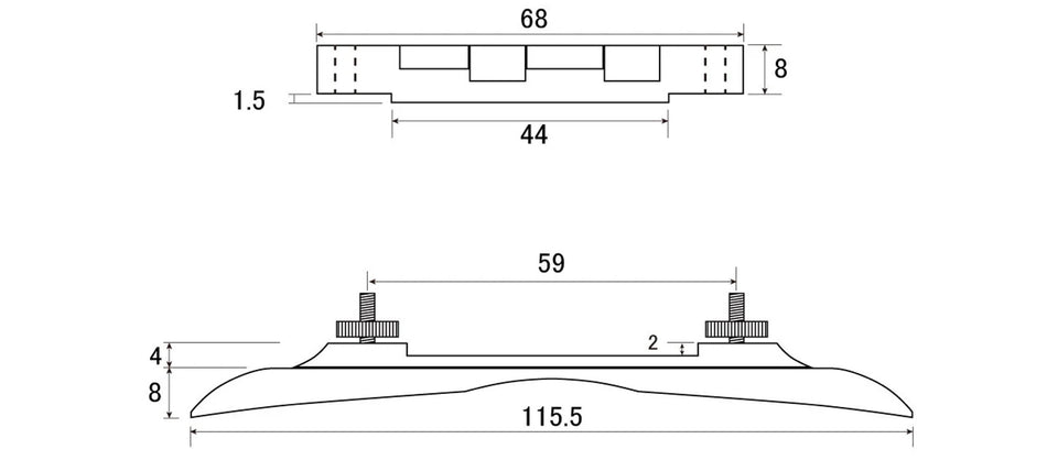 Mandolin Machined Bridge, Compensated, Ebony, Nickel thumbwheel