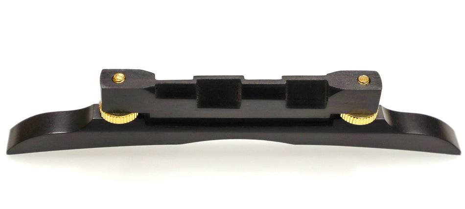 Mandolin Machined Bridge, Compensated, Ebony, Gold thumbwheel