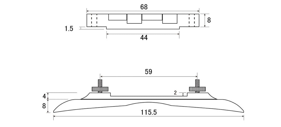 Mandolin Machined Bridge, Compensated, Ebony, Gold thumbwheel