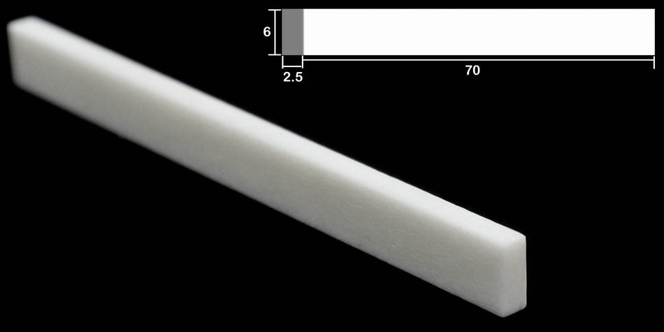 Bleached Bone Saddle blank 70 * 6 * 2.5mm for Acoustic & Electric Guitars
