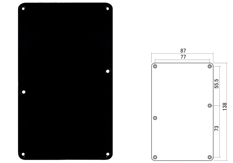 Backplate Cover For Strat Guitars, Black (no string holes)