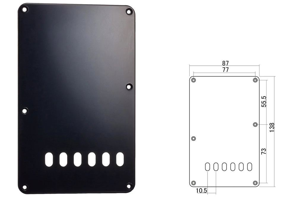 Backplate Cover For Strat Guitars with 52.5mm String Spacing (10.5mm x 5), Black