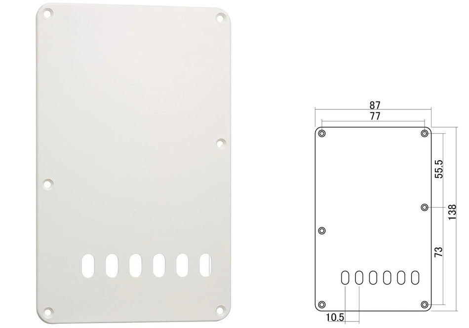 Backplate Cover For Strat Guitars with 52.5mm String Spacing (10.5mm x 5), White