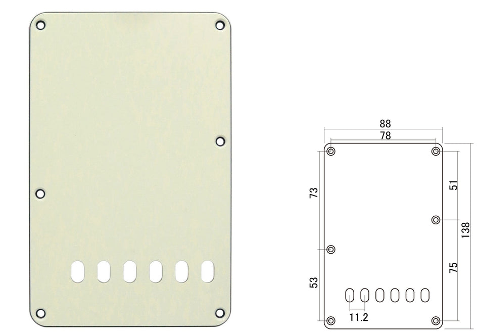 Backplate Cover For Strat Guitars with 56mm String Spacing (11.2mm x 5), Mint Green