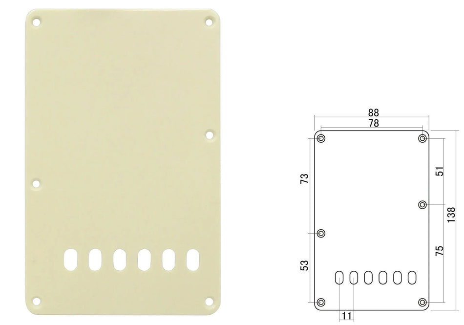Backplate Cover For Strat Guitars with 55mm String Spacing (11mm x 5), Mint Cream