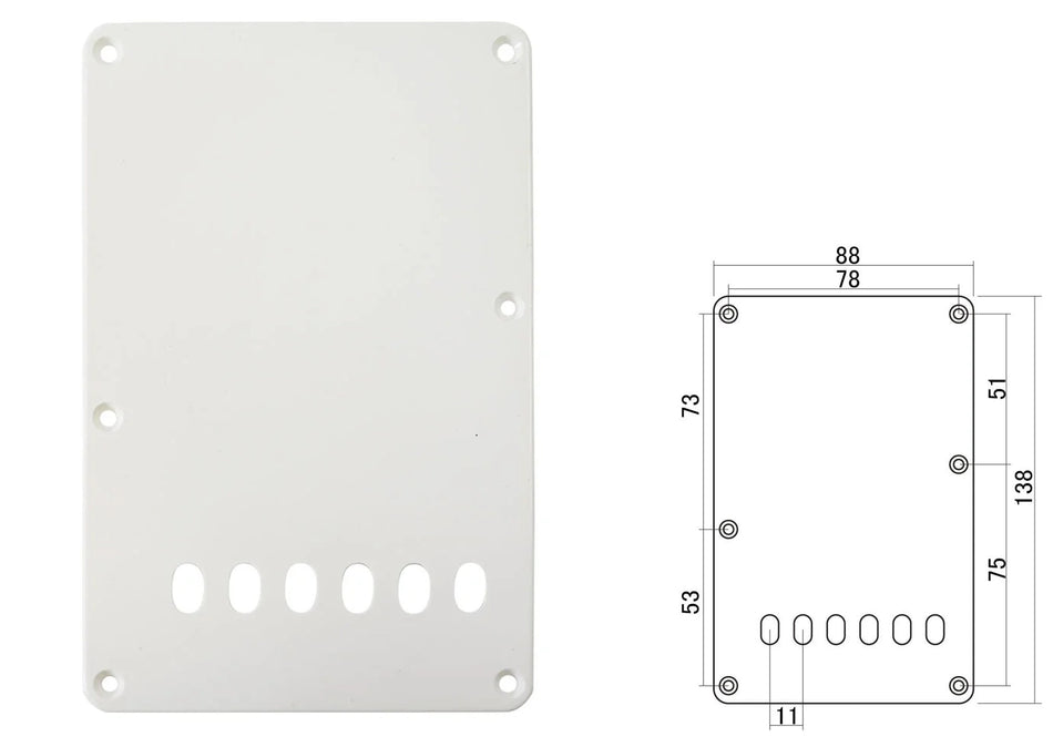 Backplate Cover For Strat Guitars with 55mm String Spacing (11mm x 5), Parchment White