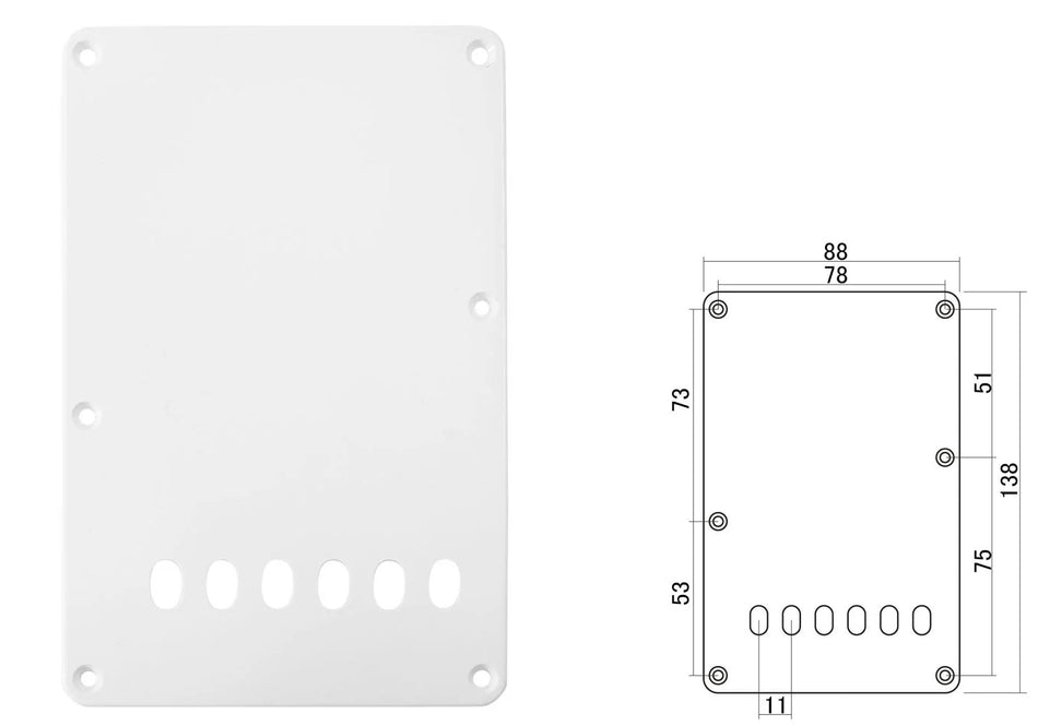 Backplate Cover For Strat Guitars with 55mm String Spacing (11mm x 5), White