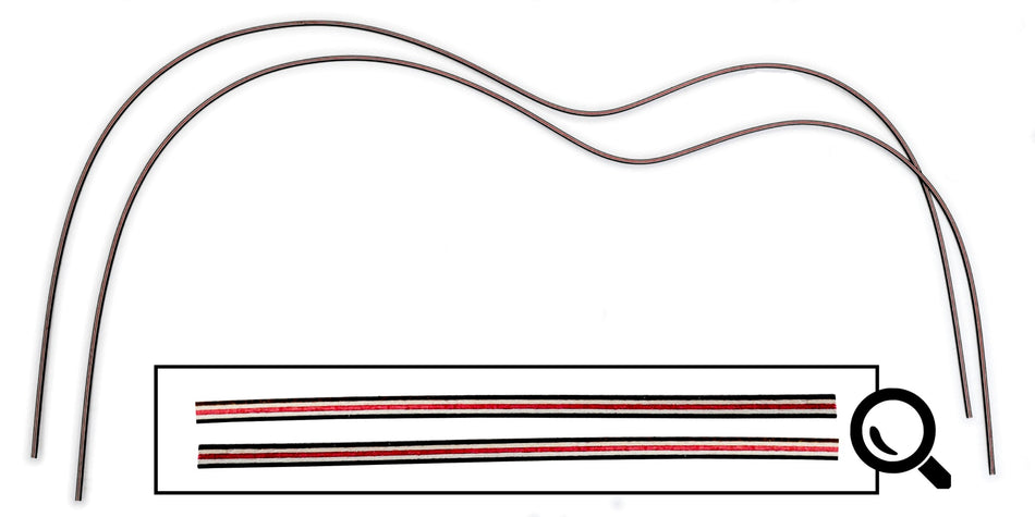 Guitar Purfling (Wood) Pre-Bent 2 piece set, Classical, Black/White/Red