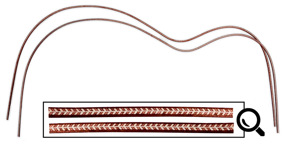 Guitar Purfling (Wood) Pre-Bent 2 piece set, OM/Folk, Herringbone Red/White