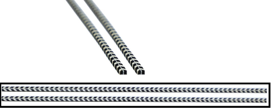 Guitar Purfling (Wood) Herringbone Black/White, 1.5 wide x 2.4 x 850mm, 2 piece set