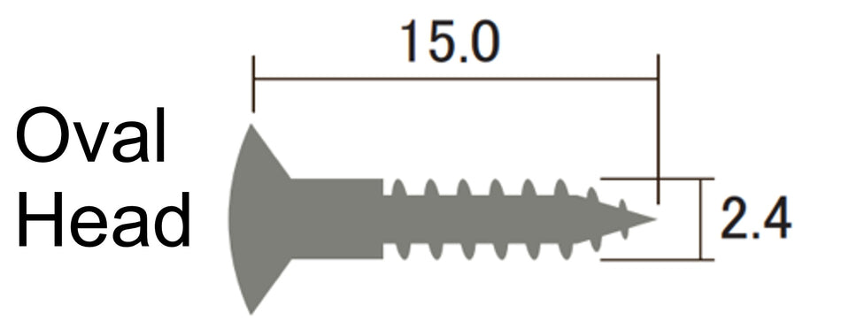 Mounting Ring Screws (10 pack) Oval Head 2.4x15mm (choose finish)