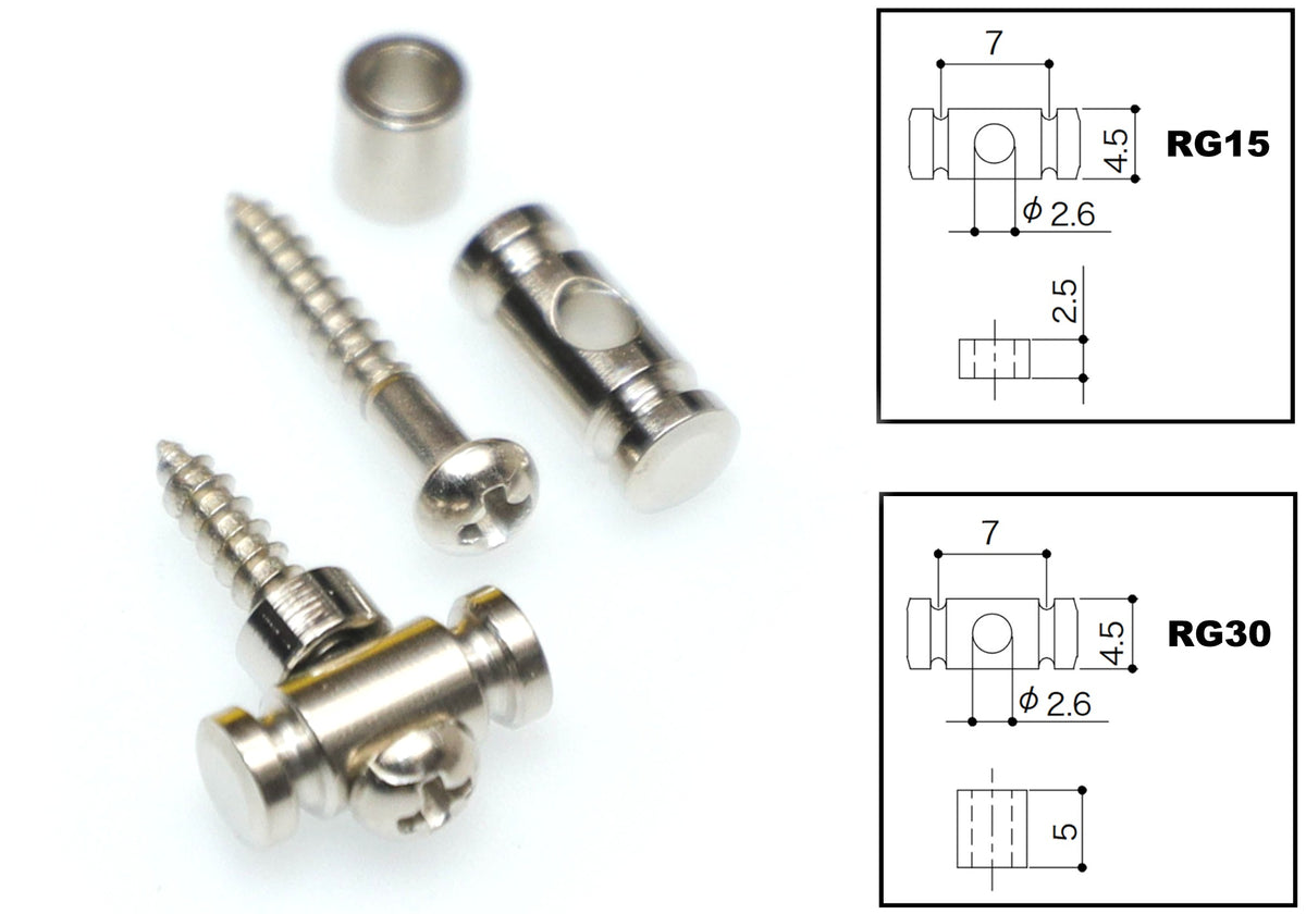 Gotoh RG15 & RG30 Barrel Steel String Retainers, set of 2 (choose fini ...