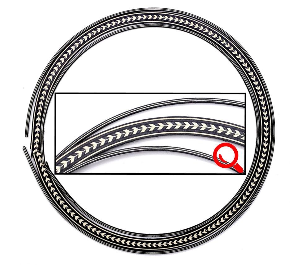 Wood Rosette for Acoustic Guitars, 3 piece Herringbone, OM / Classical