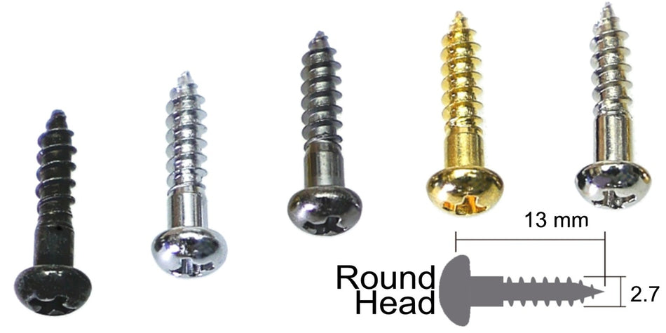 Gotoh Bass Tuner Screws (10 pack) Round Head 2.7 * 13 mm (choose finish)