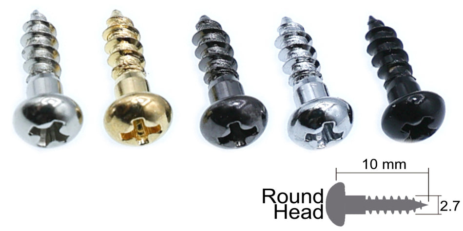 Gotoh Bass Tuner Screws (10 pack) Round Head 2.7 * 10 mm (choose finish)
