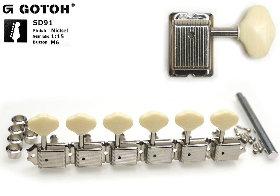SD91(N)M6 Tuners with Standard Post, 6-Left (Nickel)