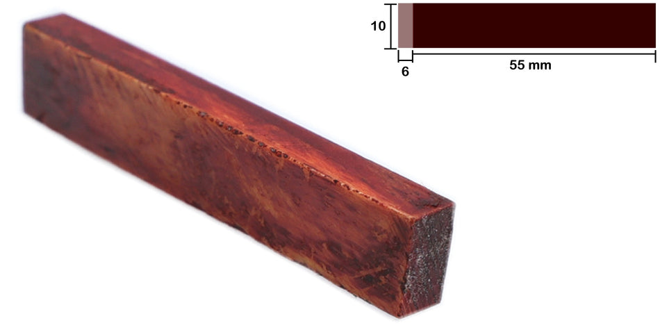 Dyed Bone Nut blank 55 * 10 * 6 mm, Red