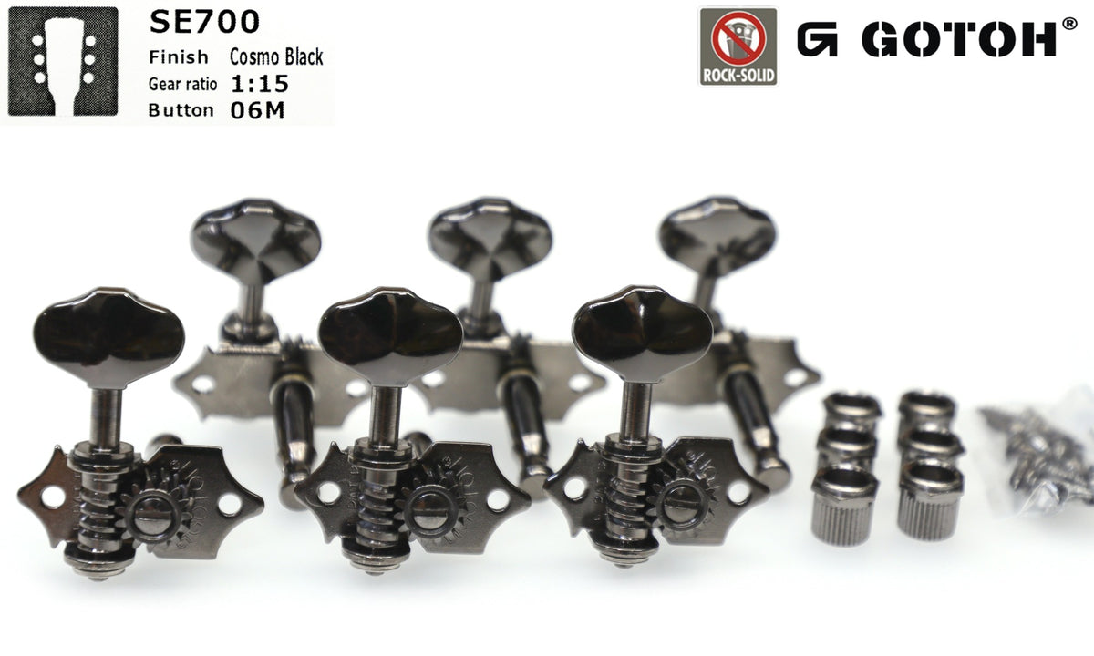 Gotoh SE700(CK)06M Guitar Tuners with Standard Post, 3L+3R (Cosmo Blac ...