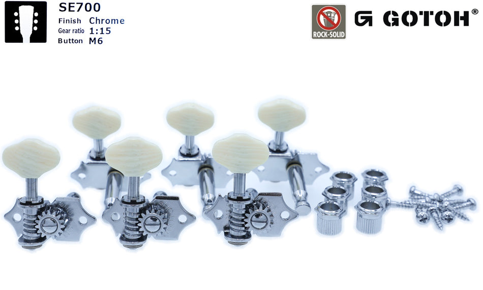 Gotoh SE700(C)M6 Guitar Tuners with Standard Post, 3L+3R (Chrome)