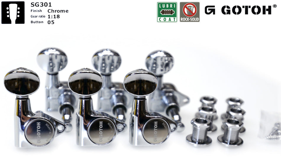 Gotoh SG301(C)05 Tuners with Standard Post, 3L+3R (Chrome)