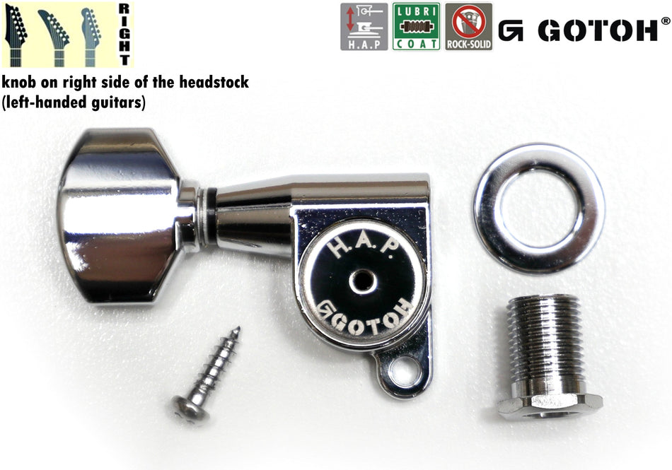 Gotoh SG360(C)07 H.A.P. Guitar Tuner with Standard Adjustable Post from 19 to 25mm, 1 Right* for Left-Hand (Chrome)