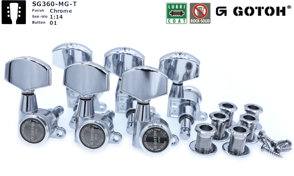 Gotoh SG360-MGT(C)01 Locking Tuners with MG-T Post, 3L+3R (Chrome)