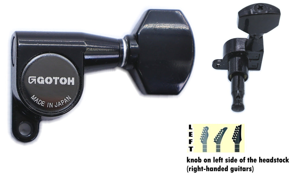 Gotoh SG360(B)07 Tuners with Standard Post, 6 Left (Black)