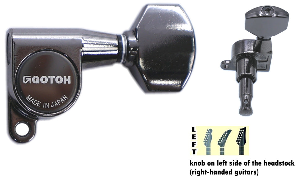 Gotoh SG360(CK)07 Tuners with Standard Post, 6 Left (Cosmo Black)