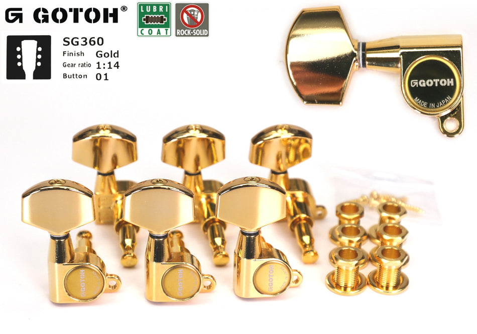 Gotoh SG360(G)01 Tuners with Standard Post, 3L+3R (Gold)