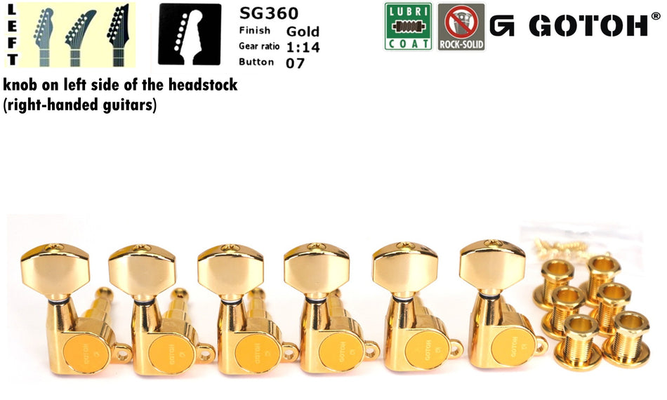 Gotoh SG360(G)07 Tuners with Standard Post, 6 Left (Gold)