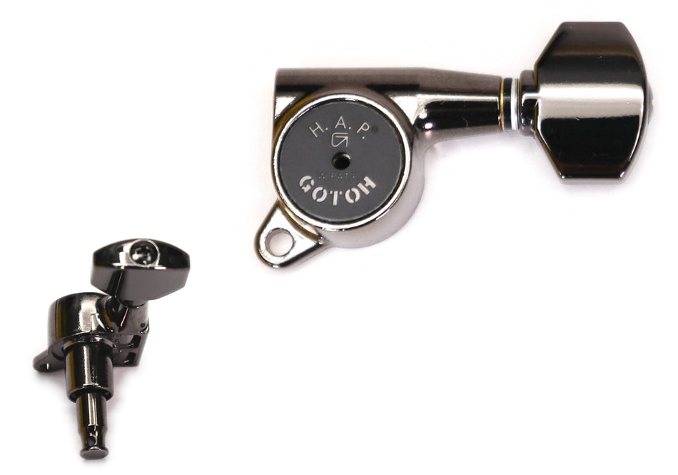 Gotoh SG381(CK)07 H.A.P. Guitar Tuners with Adjustable Post, 6-Left (Cosmo Black)