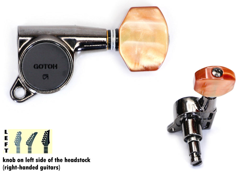Gotoh SG381-MGT(CK)P08 Tuners with thumbscrews locking MG-T Post, 6 Left (Cosmo Black)