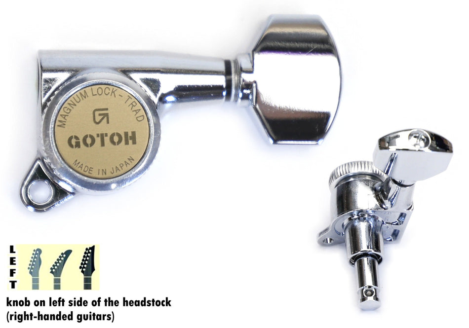 Gotoh SG381-MGT(C)07 Tuners with thumbscrews locking MG-T Post, 6 Left (Chrome)