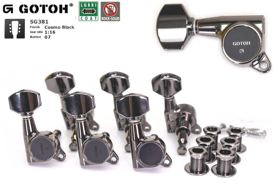 Gotoh SG381(CK)07 Tuners with Standard Post, 3L+3R (Cosmo Black)