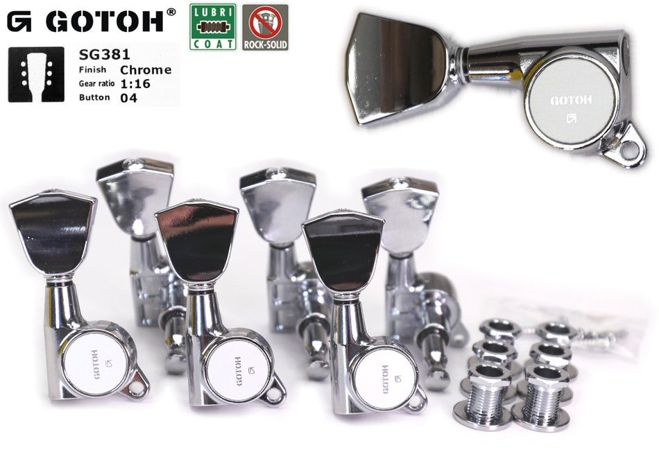 Gotoh SG381(C)04 Tuners with Standard Post, 3L+3R (Chrome)